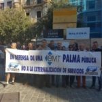 Concentración de los trabajadores de la EMT en Palma