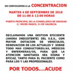 USOCV convoca concentración en el Servicio de Emergencias Sanitarias