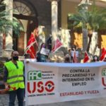 Concentración de FAC-USO Canarias en apoyo del personal contratado en fraude de ley