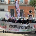 SPJ-USO se concentra ante el Ministerio de Justicia en Madrid