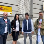 Joaquín Pérez, Secretario General de USO, visita a los huelguistas de Justicia en el Ministerio