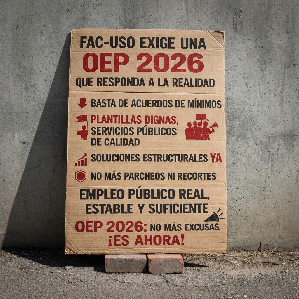 FAC-USO exige que la Oferta de Empleo Público de 2026 dé una solución real a la falta de personal