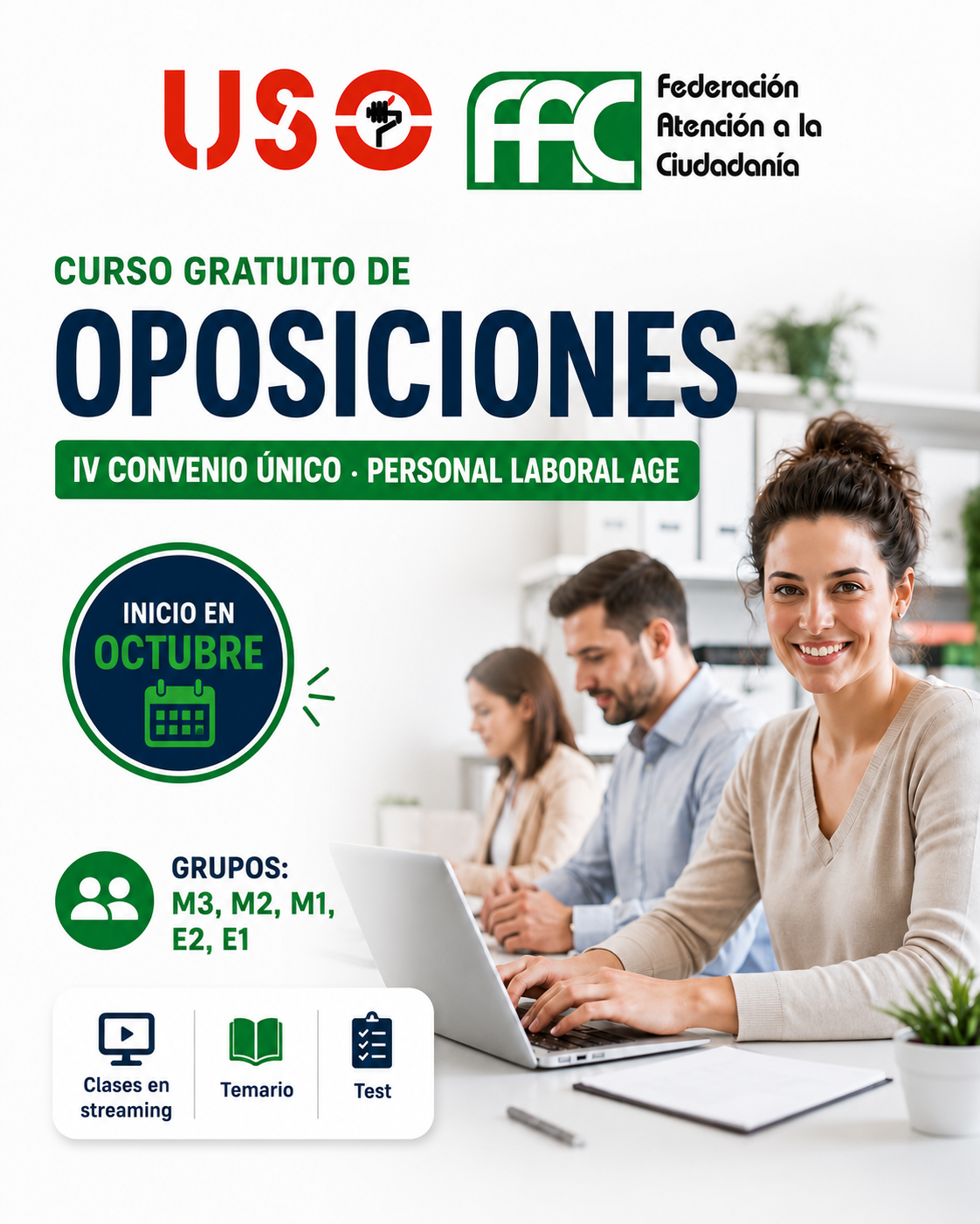 FAC-USO abre la inscripción para preparar gratis las 1.567 plazas de personal laboral de la AGE