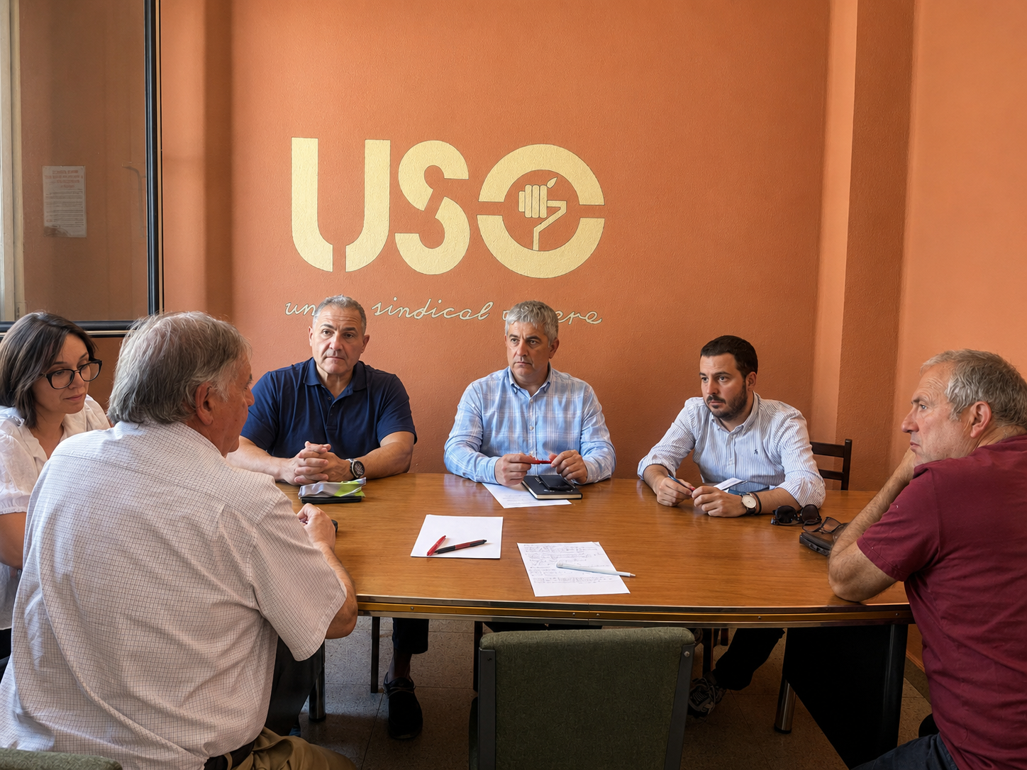 Representantes de USO reunidos para abordar los problemas laborales de la plantilla del Ayuntamiento de Soria