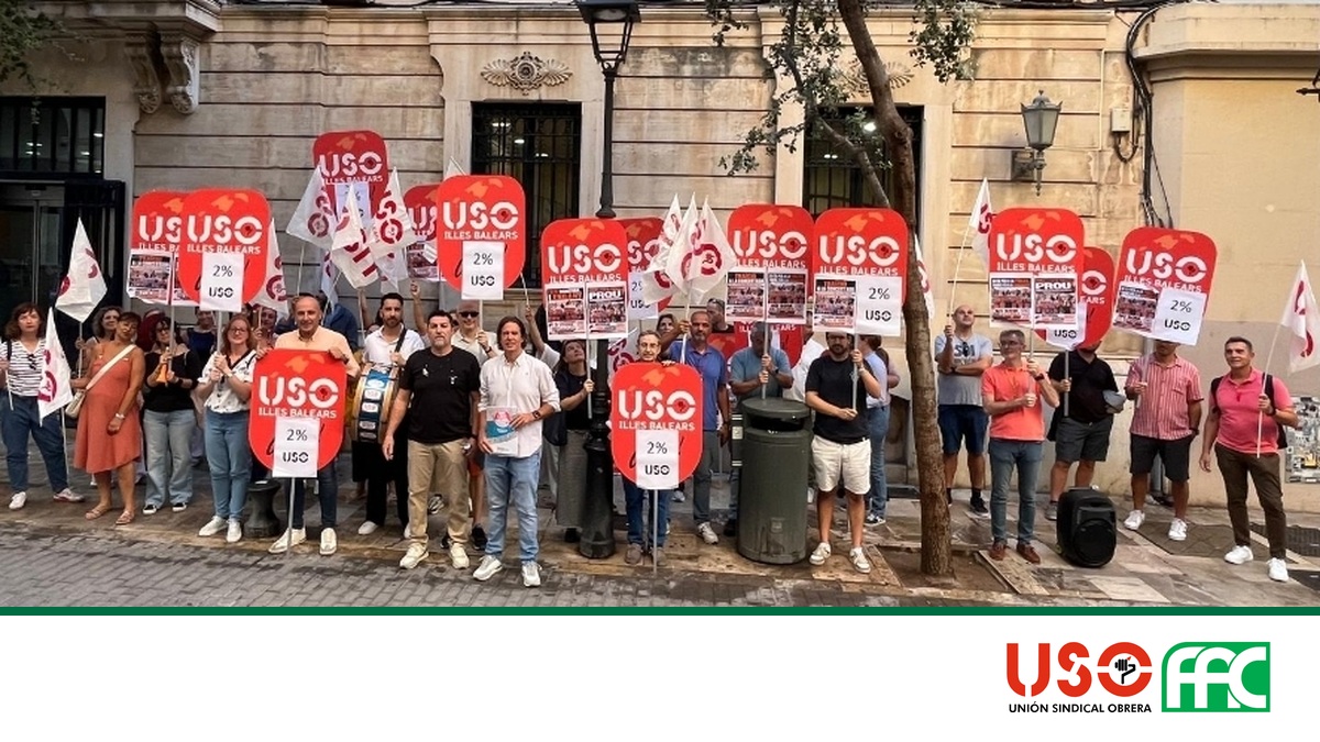 Concentración de USO ante el Parlament de les Illes Balears el 13 de octubre de 2026 para reclamar el 2 % pendiente de 2020.